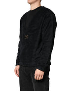 Dolce & Gabbana Black Cotton V-Neck Men Sweatshirt Sweater - Zeiniez
