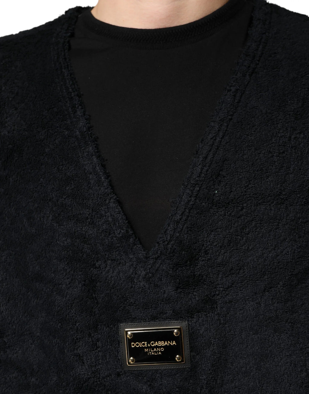 Dolce & Gabbana Black Cotton V-Neck Men Sweatshirt Sweater - Zeiniez