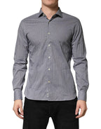 Domenico Tagliente Gray Patterned Long Sleeves Dress Shirt - Zeiniez