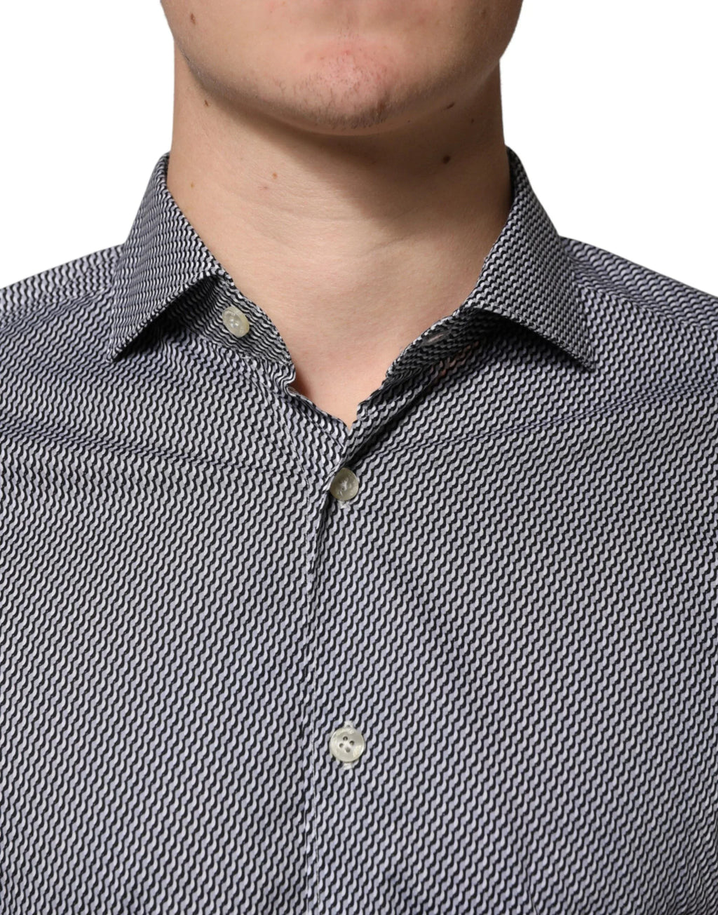 Domenico Tagliente Gray Patterned Long Sleeves Dress Shirt - Zeiniez