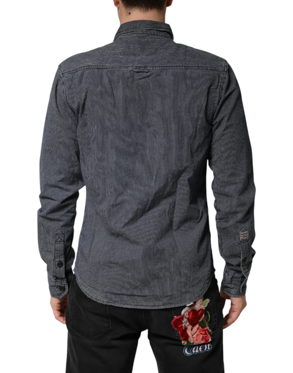 Jack & Jones Blue White Button Down Long Sleeves Men Denim Shirt - Zeiniez