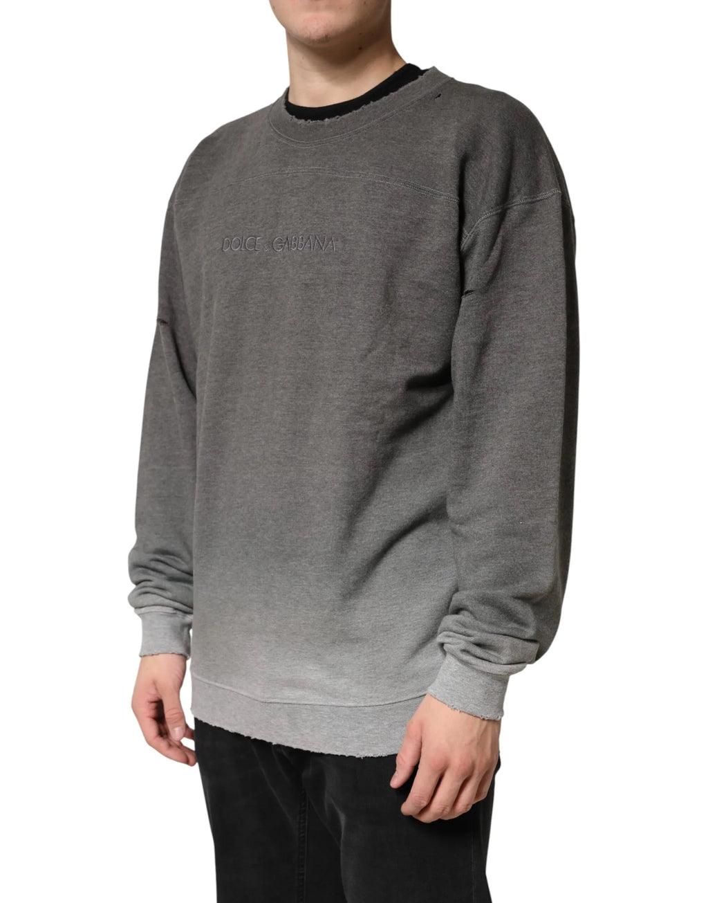 Dolce & Gabbana Gray Cotton Crew Neck Men Sweatshirt Sweater - Zeiniez