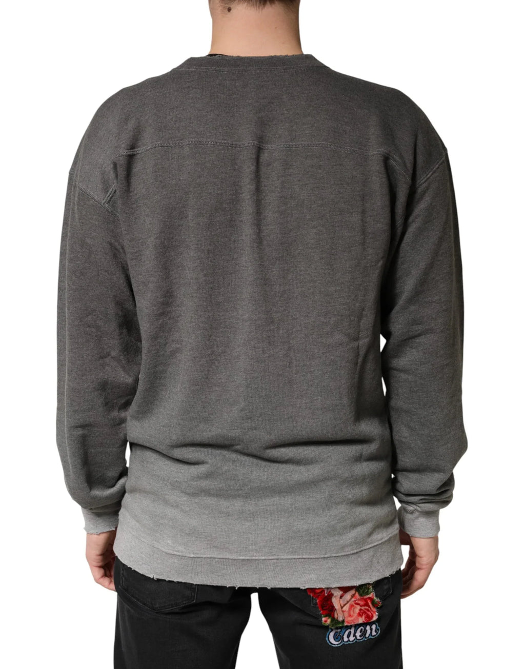 Dolce & Gabbana Gray Cotton Crew Neck Men Sweatshirt Sweater - Zeiniez