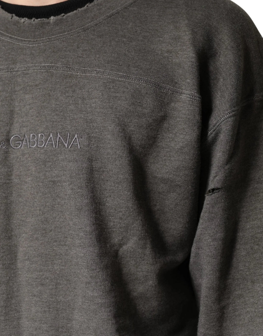 Dolce & Gabbana Gray Cotton Crew Neck Men Sweatshirt Sweater - Zeiniez