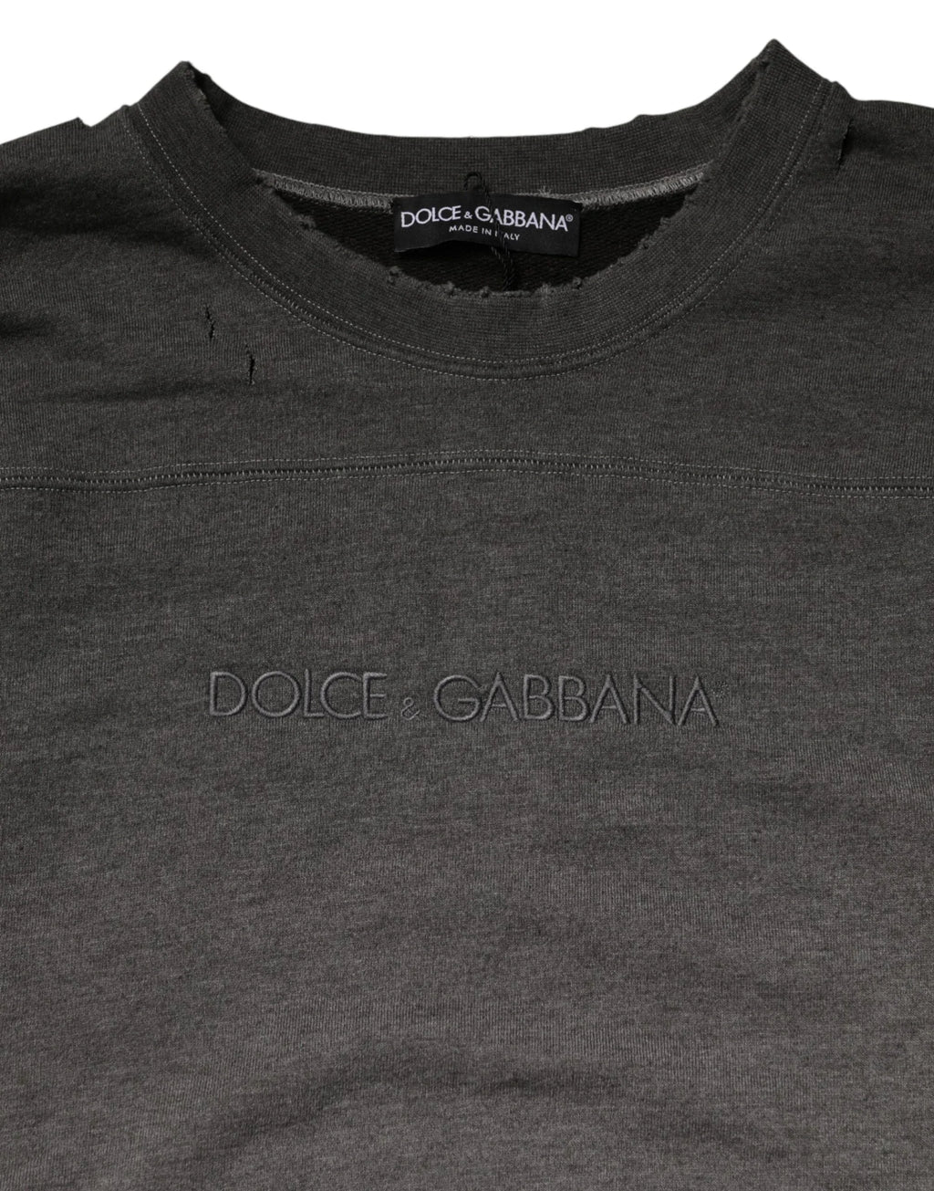 Dolce & Gabbana Gray Cotton Crew Neck Men Sweatshirt Sweater - Zeiniez