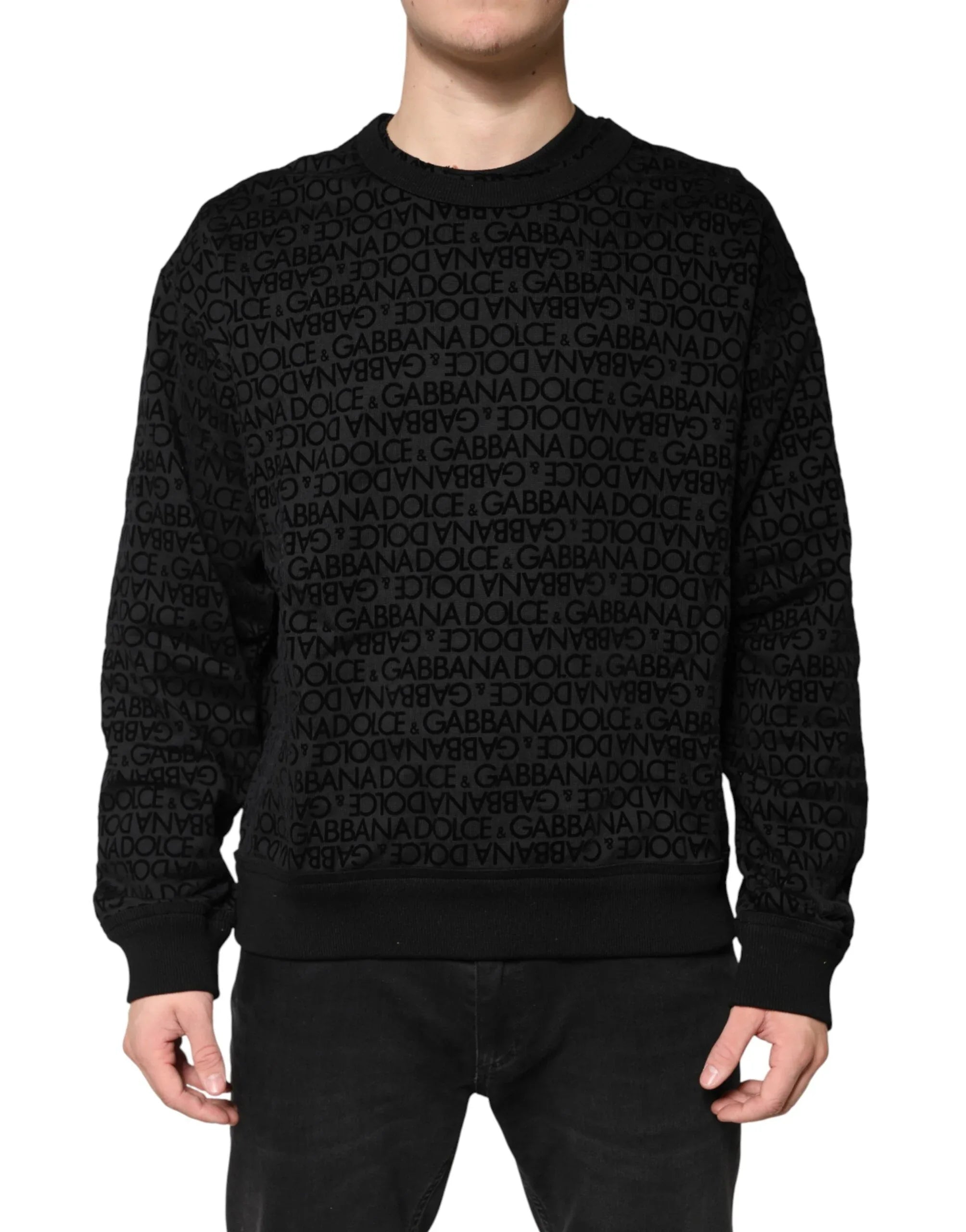 Dolce & Gabbana Black Monogram Crew Neck Sweatshirt Sweater - Zeiniez