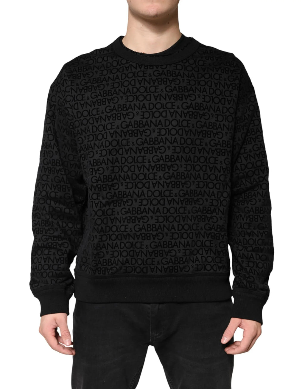Dolce & Gabbana Black Monogram Crew Neck Sweatshirt Sweater - Zeiniez