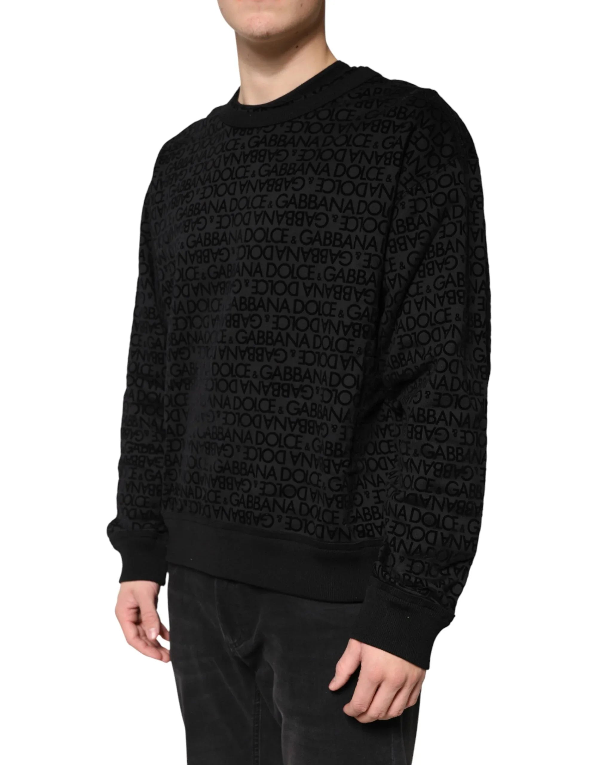 Dolce & Gabbana Black Monogram Crew Neck Sweatshirt Sweater - Zeiniez