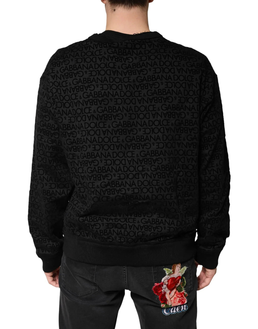 Dolce & Gabbana Black Monogram Crew Neck Sweatshirt Sweater - Zeiniez