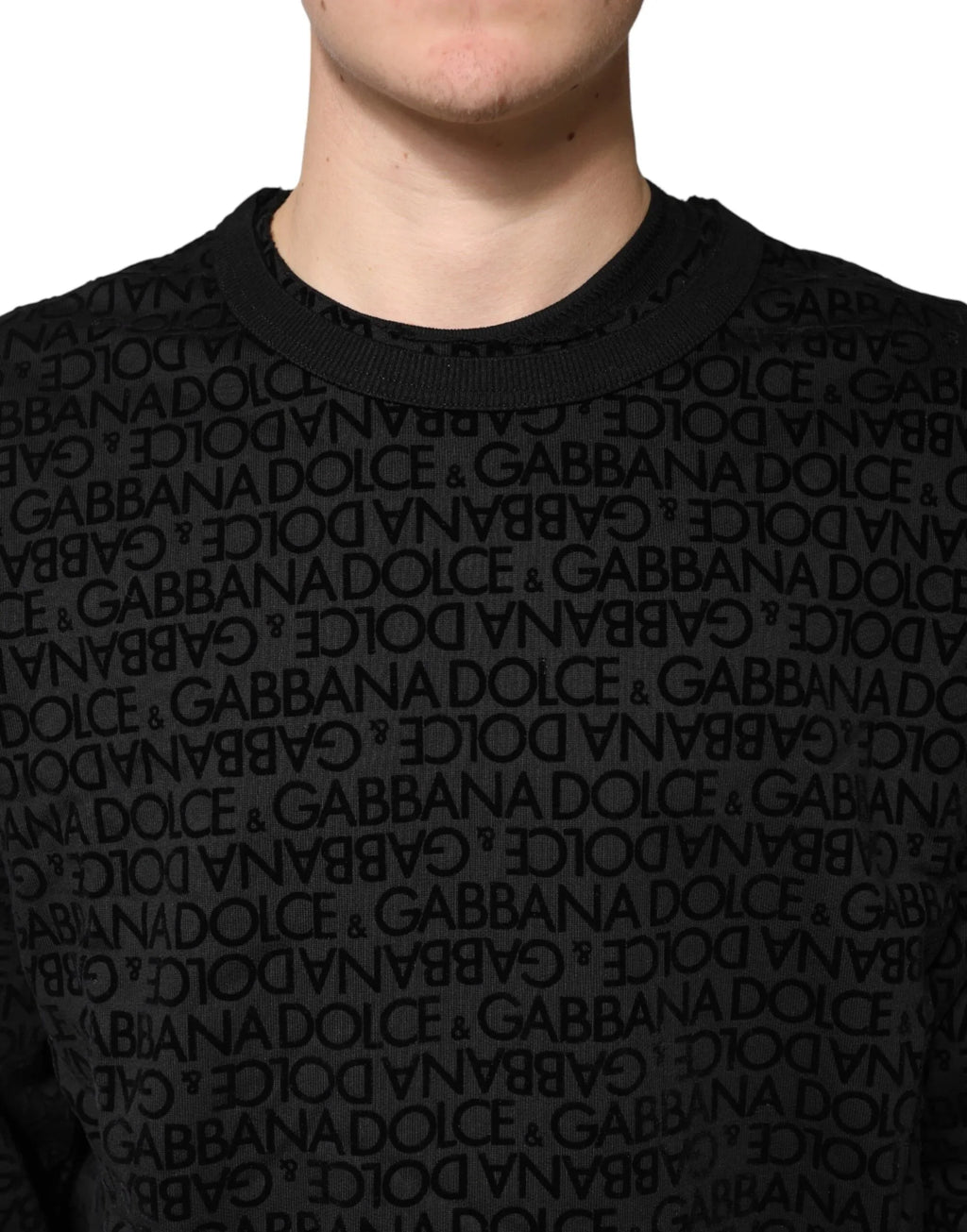 Dolce & Gabbana Black Monogram Crew Neck Sweatshirt Sweater - Zeiniez