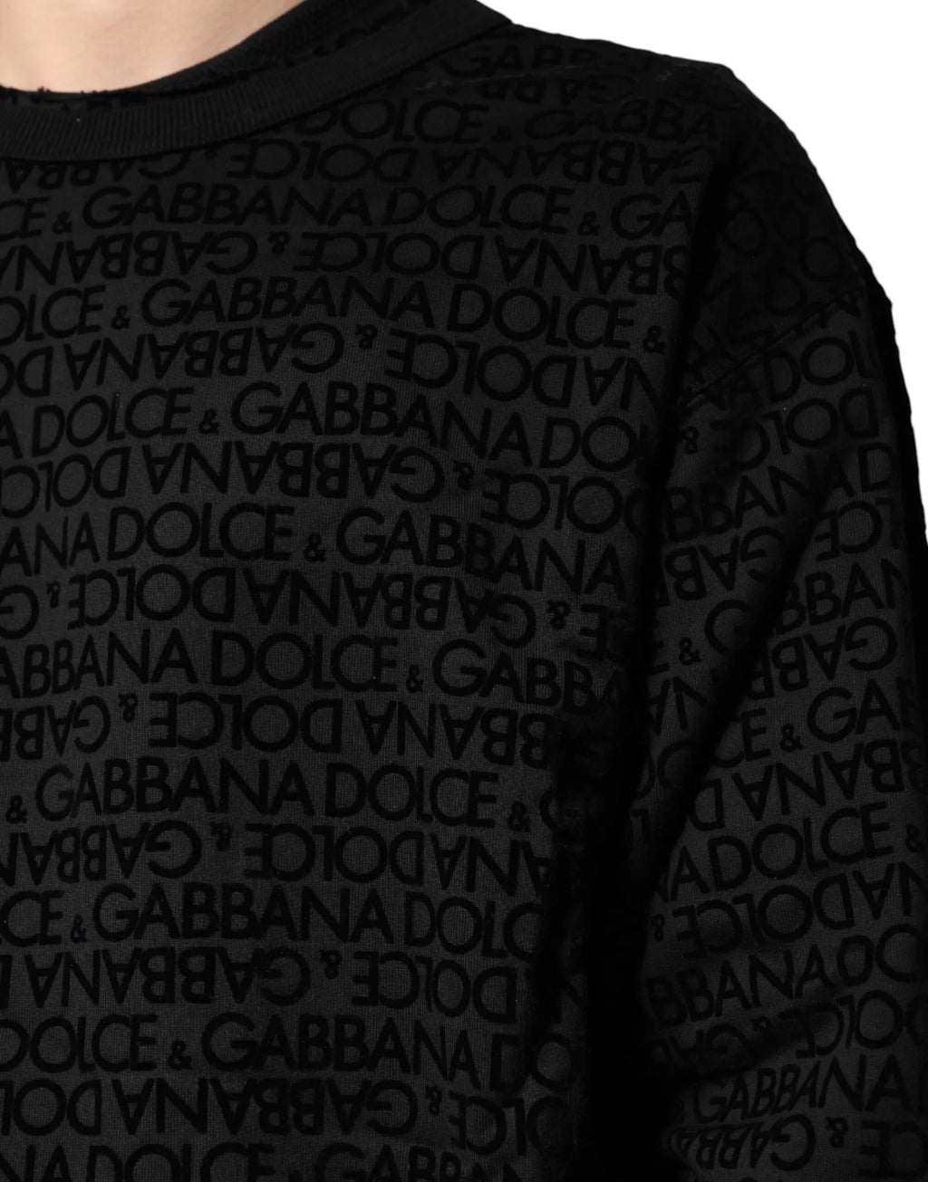 Dolce & Gabbana Black Monogram Crew Neck Sweatshirt Sweater - Zeiniez