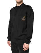 Dolce & Gabbana Black Crest Long Sleeve Men Pullover Sweater - Zeiniez