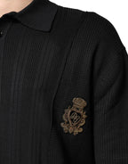 Dolce & Gabbana Black Crest Long Sleeve Men Pullover Sweater - Zeiniez