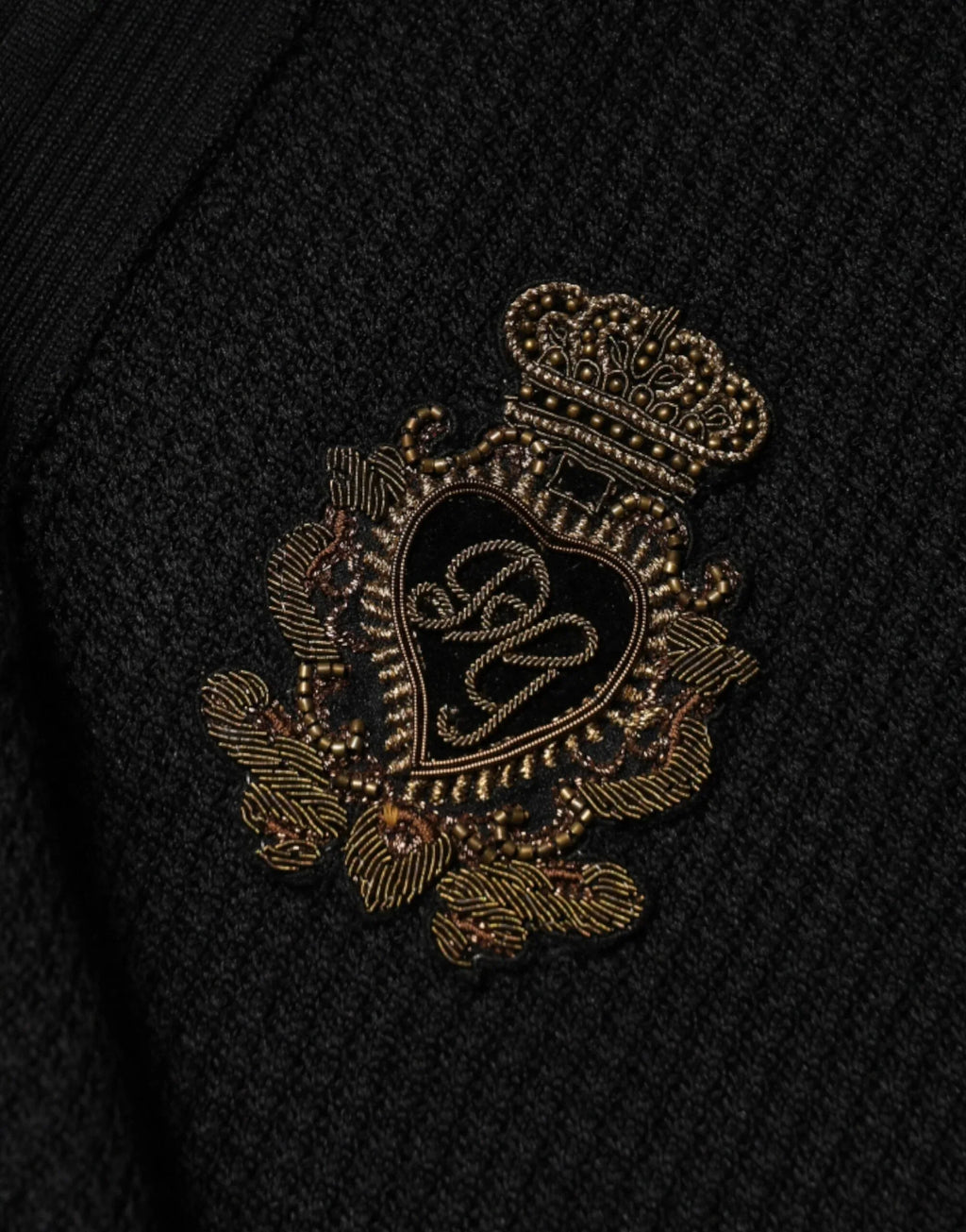 Dolce & Gabbana Black Crest Long Sleeve Men Pullover Sweater - Zeiniez