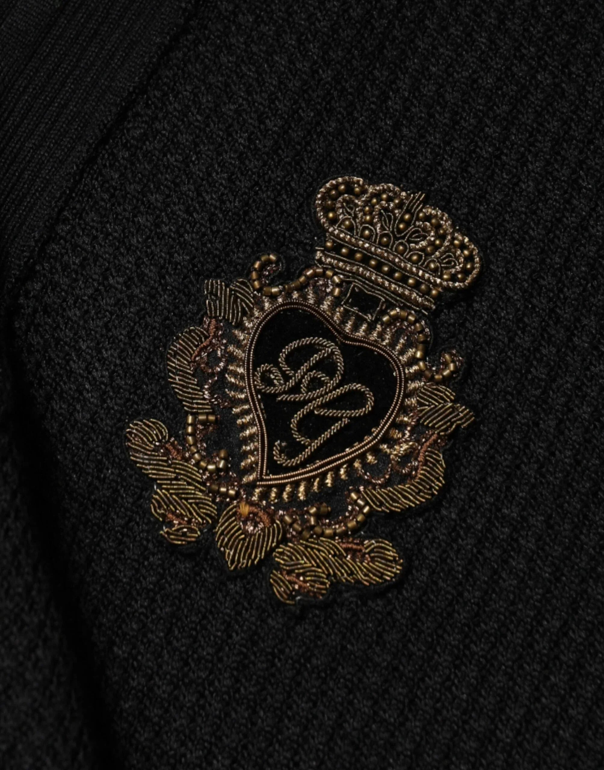 Dolce & Gabbana Black Crest Long Sleeve Men Pullover Sweater - Zeiniez