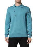 Dolce & Gabbana Teal Wool Collared Polo Pullover Sweater - Zeiniez