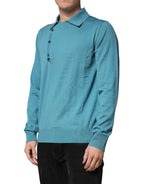 Dolce & Gabbana Teal Wool Collared Polo Pullover Sweater - Zeiniez