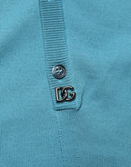Dolce & Gabbana Teal Wool Collared Polo Pullover Sweater - Zeiniez