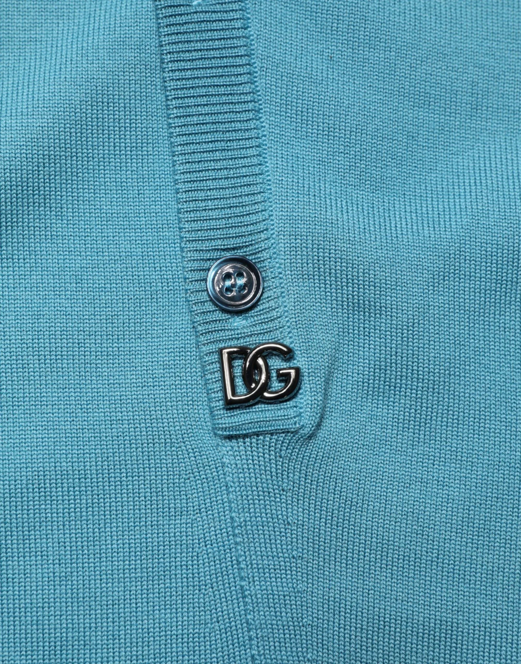 Dolce & Gabbana Teal Wool Collared Polo Pullover Sweater - Zeiniez