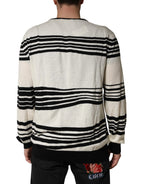 Dolce & Gabbana Black White Stripe CrewNeck Pullover Sweater - Zeiniez