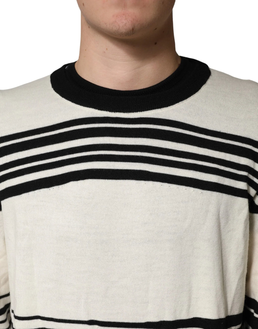 Dolce & Gabbana Black White Stripe CrewNeck Pullover Sweater - Zeiniez