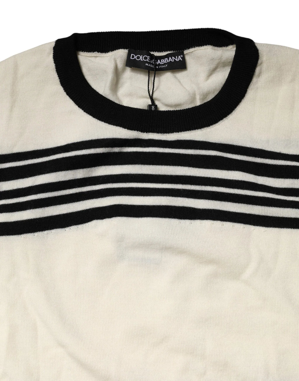 Dolce & Gabbana Black White Stripe CrewNeck Pullover Sweater - Zeiniez