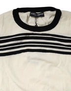 Dolce & Gabbana Black White Stripe CrewNeck Pullover Sweater - Zeiniez