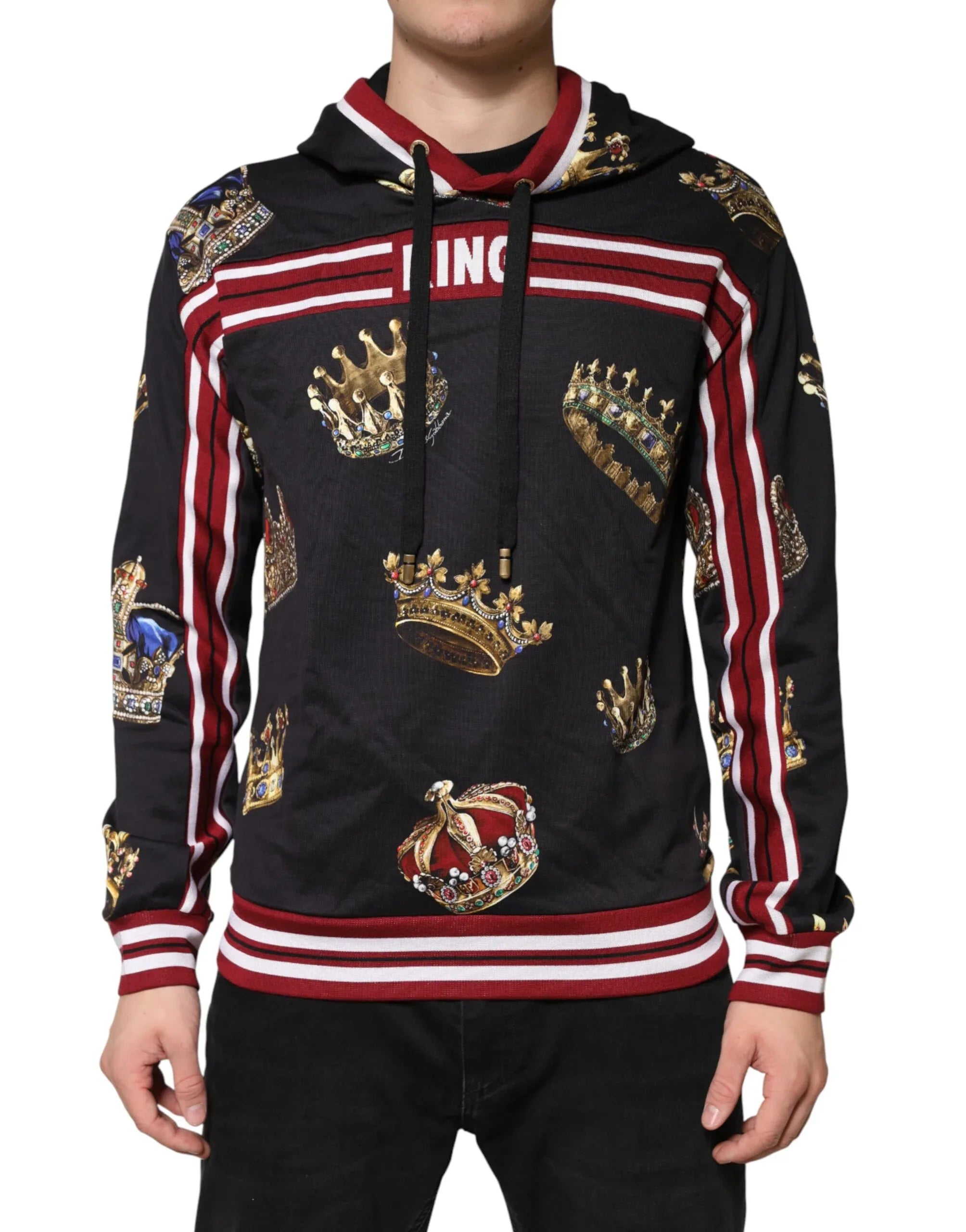 Dolce & Gabbana Black King Crown Hooded Sweatshirt Sweater - Zeiniez