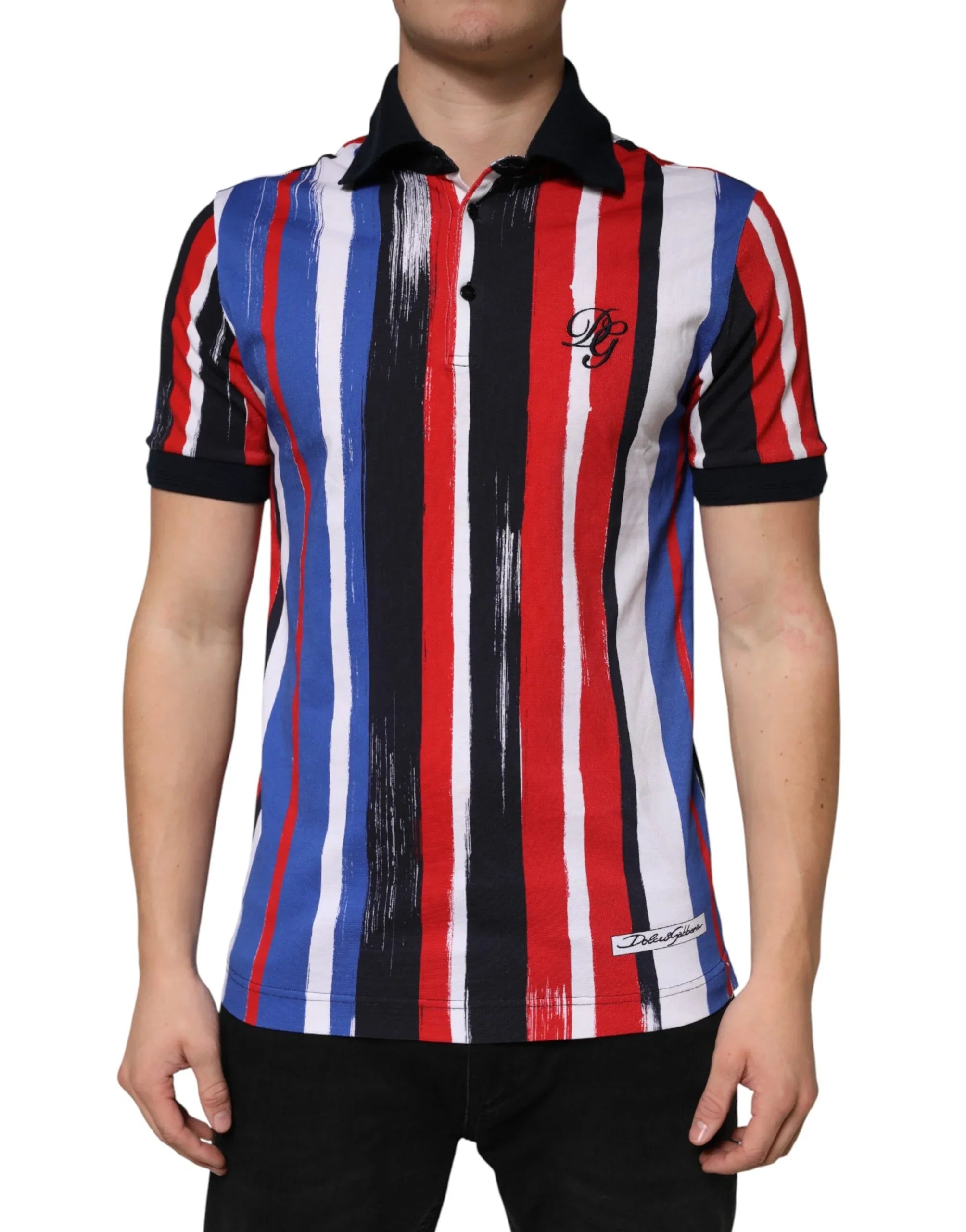 Dolce & Gabbana Multicolor Stripes Cotton Men Polo T-shirt - Zeiniez