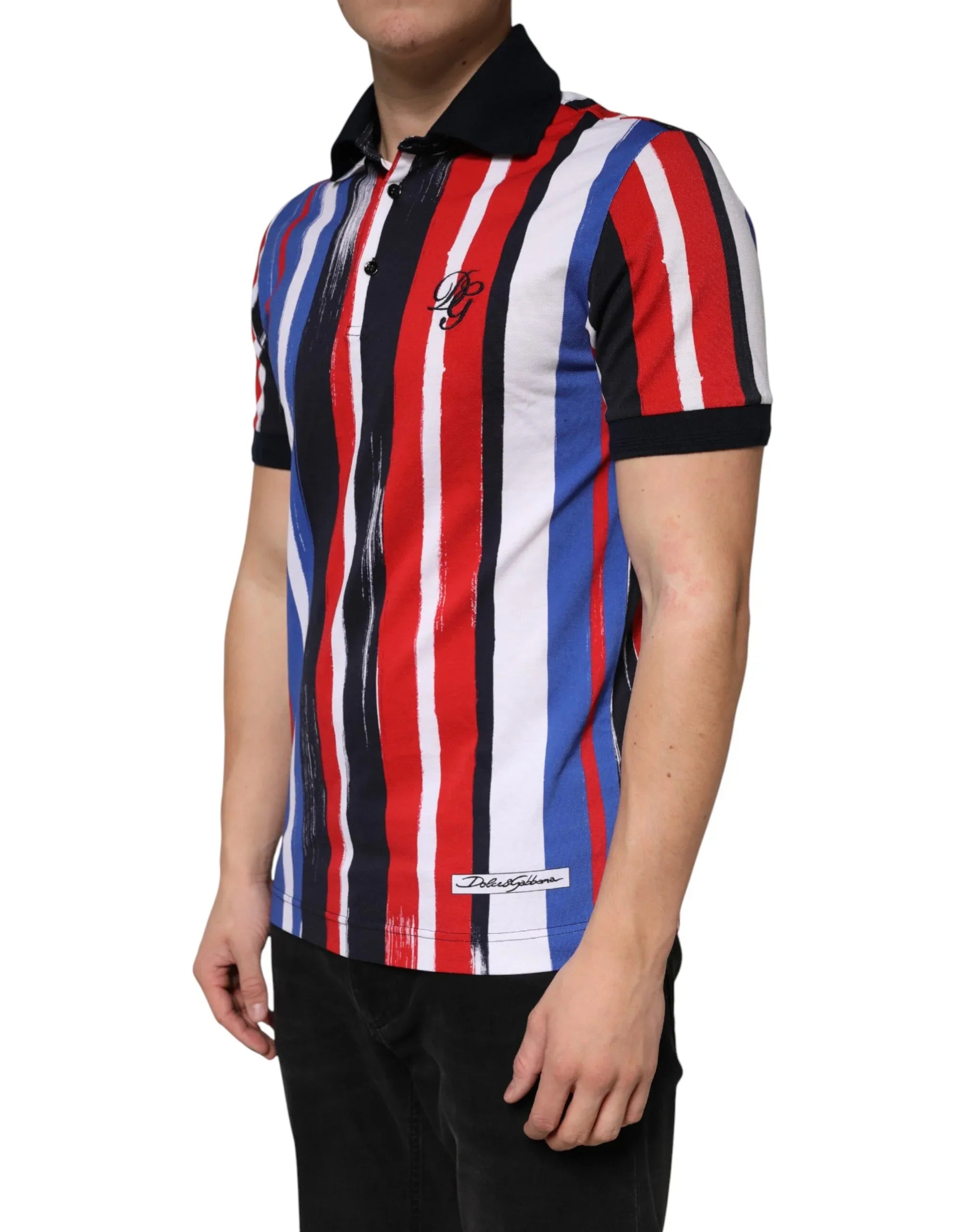 Dolce & Gabbana Multicolor Stripes Cotton Men Polo T-shirt - Zeiniez