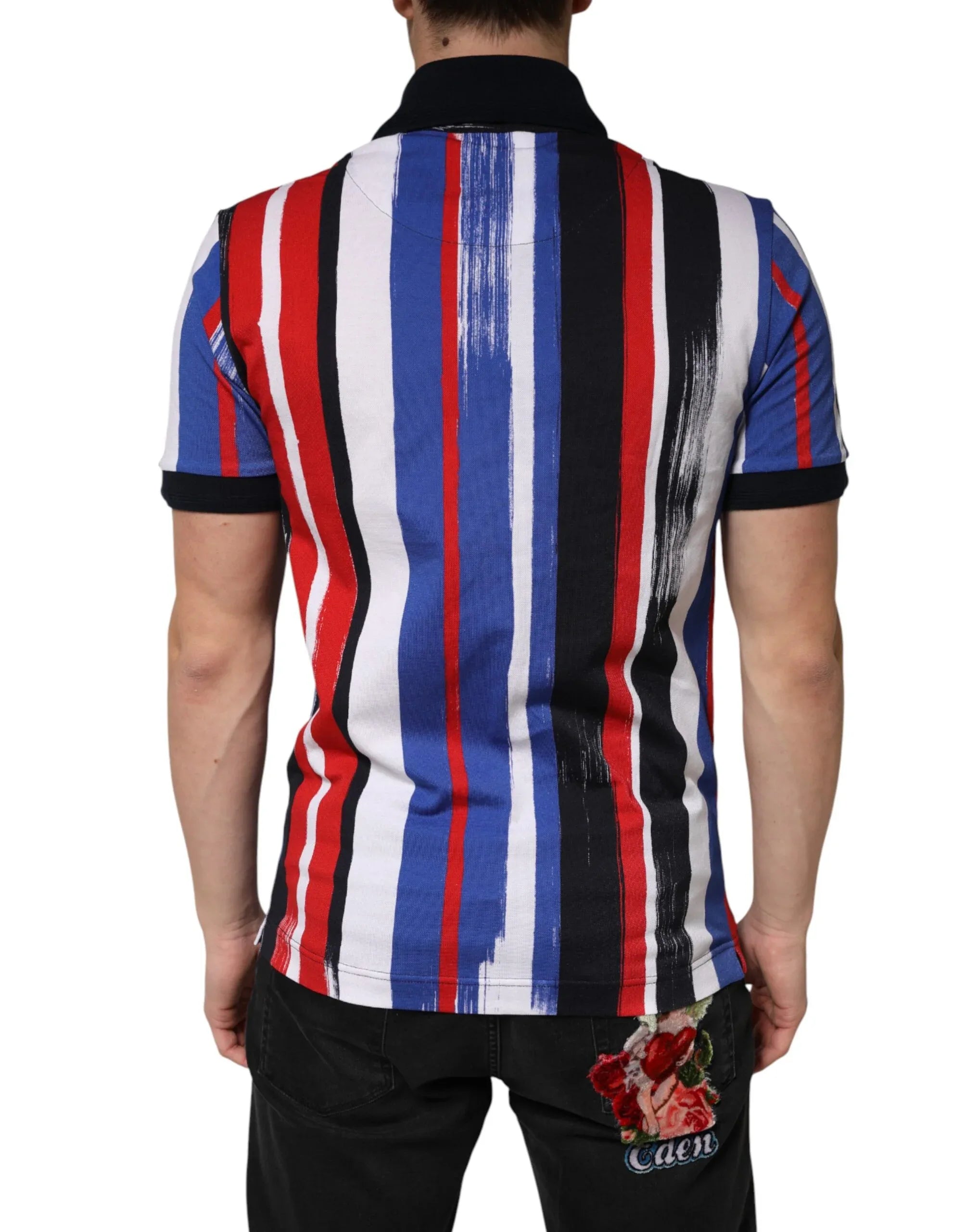 Dolce & Gabbana Multicolor Stripes Cotton Men Polo T-shirt - Zeiniez