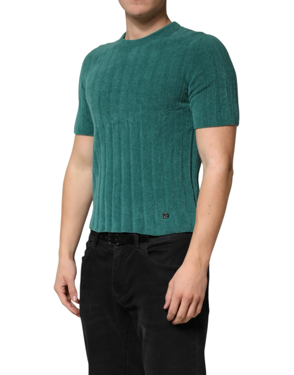 Dolce & Gabbana Dark Green Cotton Blend Men Crew Neck T-shirt - Zeiniez
