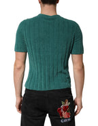 Dolce & Gabbana Dark Green Cotton Blend Men Crew Neck T-shirt - Zeiniez