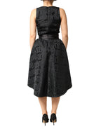 John Richmond Black Jacquard Deep V-neck Sleeveless 2 Pc Dress - Zeiniez