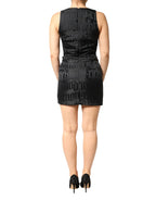 John Richmond Black Jacquard Deep V-neck Sleeveless 2 Pc Dress - Zeiniez