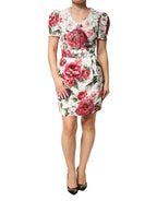 Dolce & Gabbana White Floral Embellished Sheath Mini Dress - Zeiniez