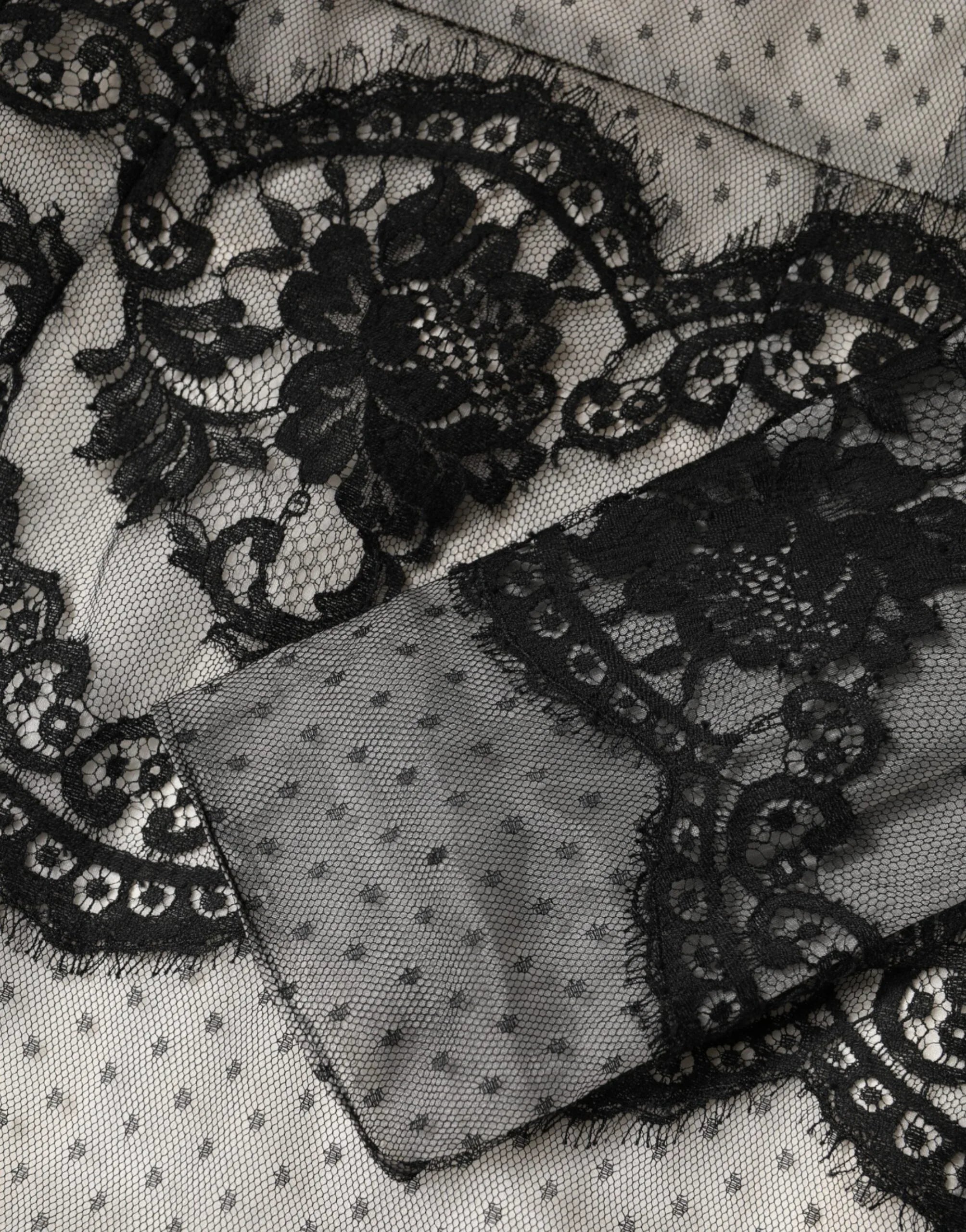 Dolce & Gabbana Black White Lace Silk Blend MaxiSheath Dress - Zeiniez