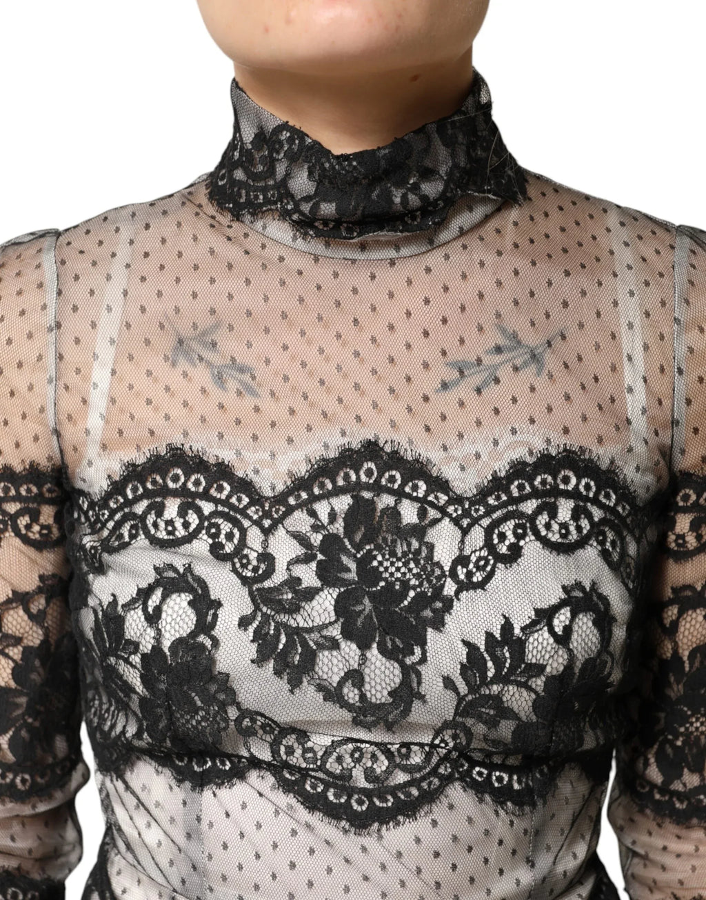 Dolce & Gabbana Black White Lace Silk Blend MaxiSheath Dress - Zeiniez