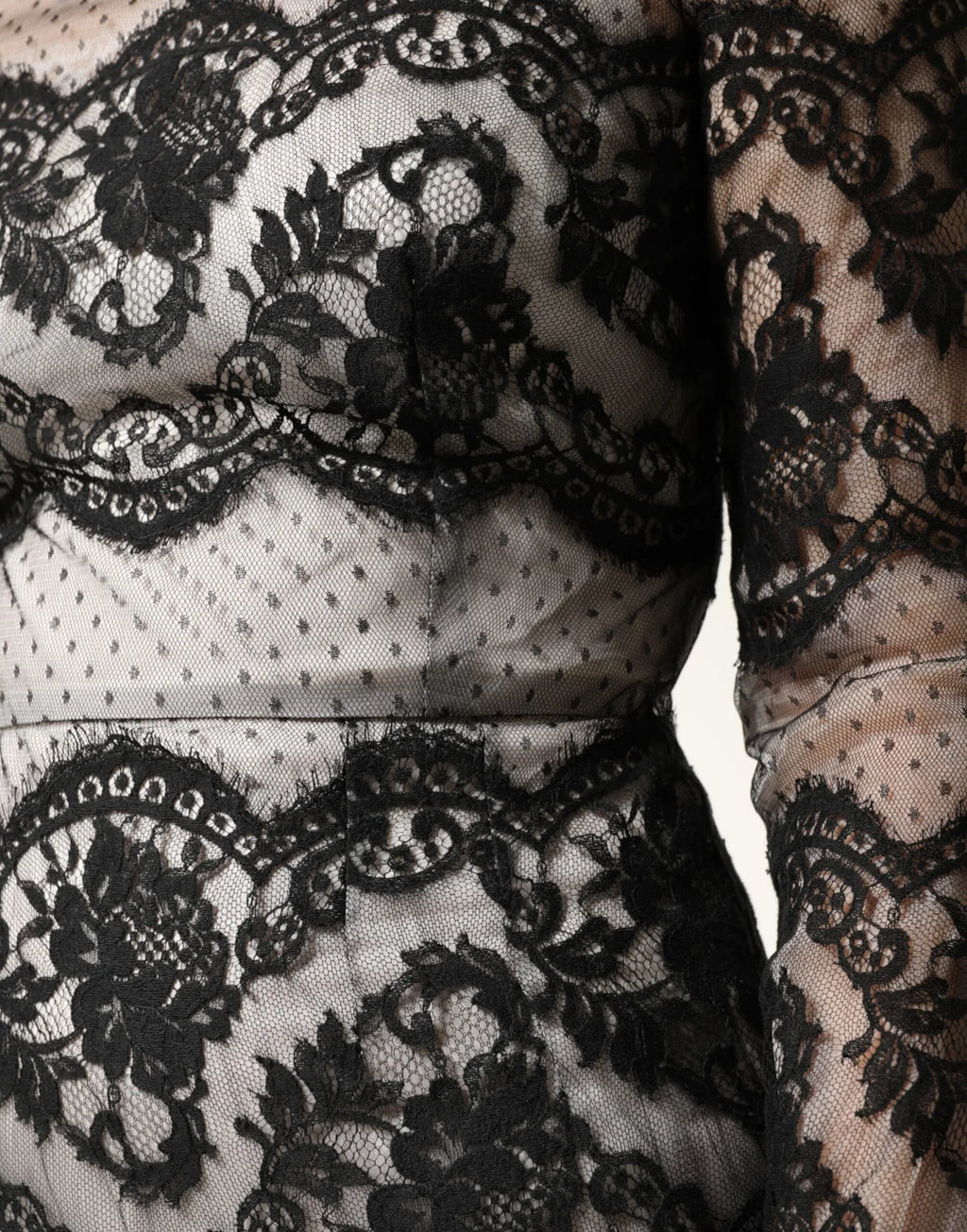 Dolce & Gabbana Black White Lace Silk Blend MaxiSheath Dress - Zeiniez