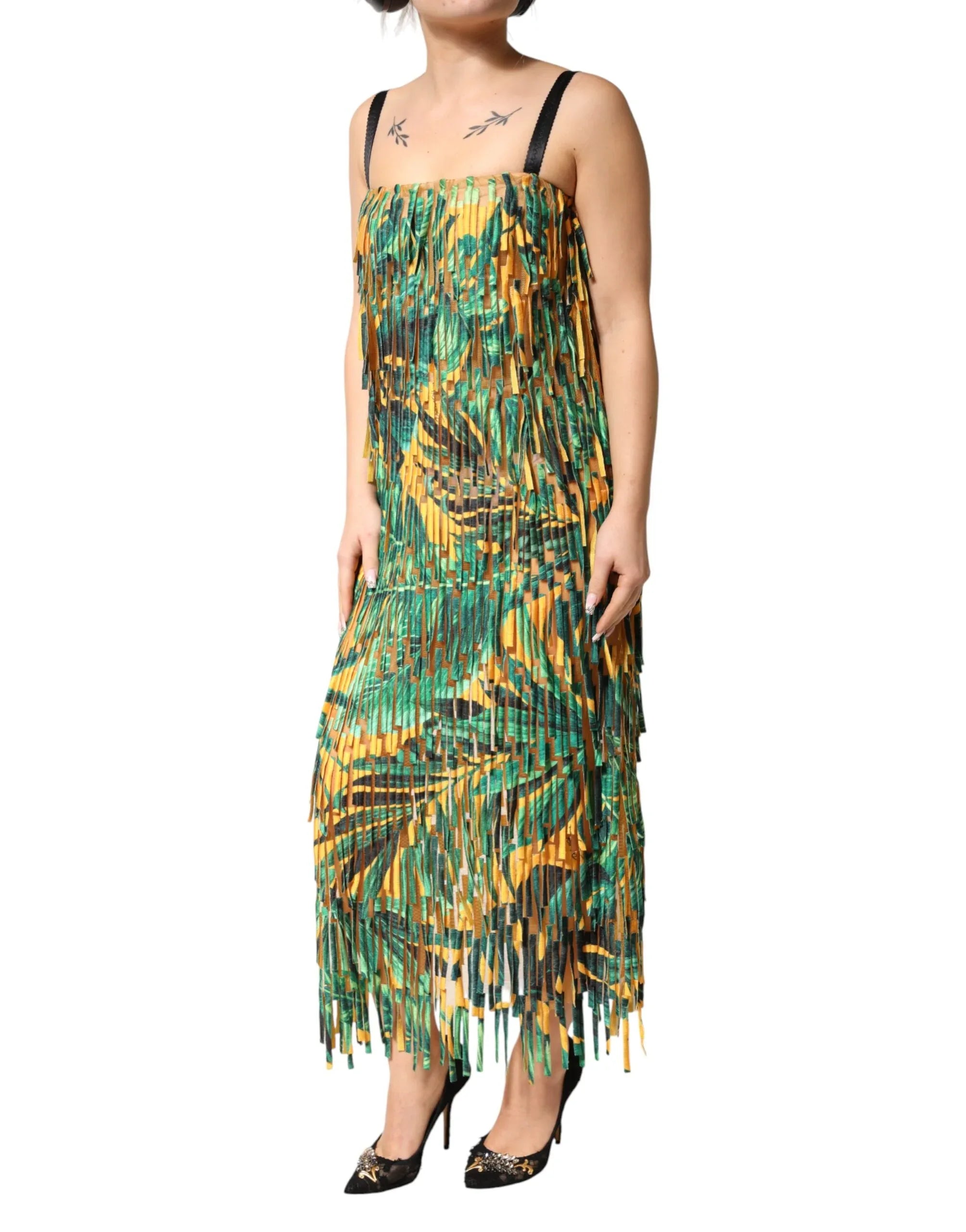 Dolce & Gabbana Multicolor Tropical Print Fringe Maxi Dress - Zeiniez
