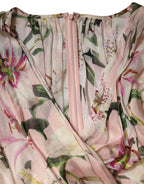Dolce & Gabbana Pink Lily Print A-line Pleated Maxi Dress - Zeiniez