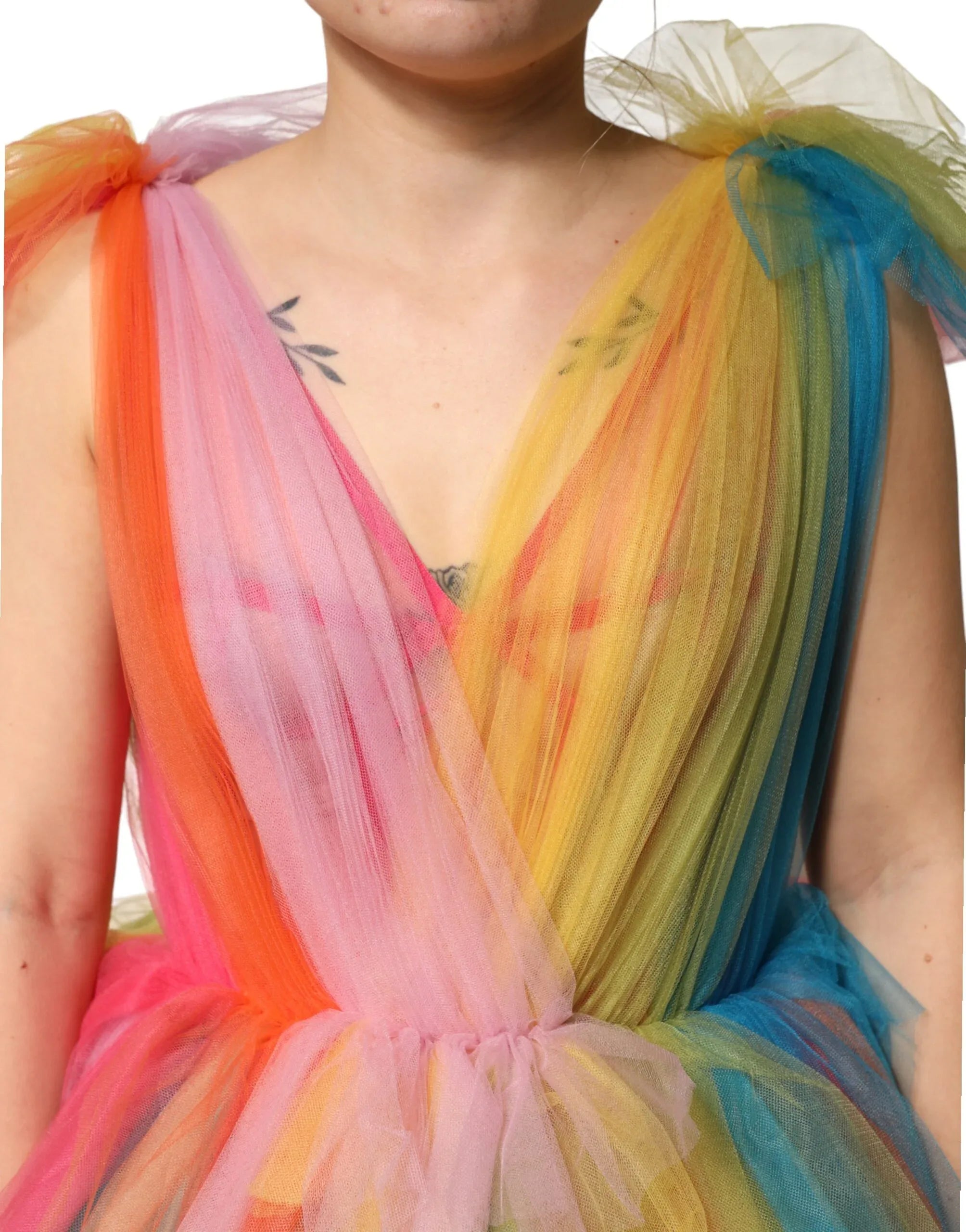 Dolce & Gabbana Multicolor Nylon Tiered Tulle Midi Dress - Zeiniez