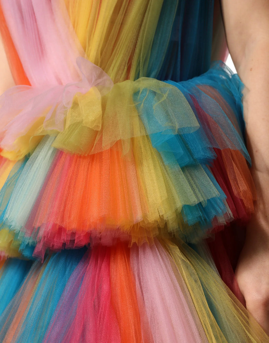 Dolce & Gabbana Multicolor Nylon Tiered Tulle Midi Dress - Zeiniez