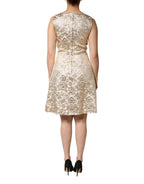 Dolce & Gabbana Beige Gold Floral Brocade Sleeveless Dress - Zeiniez