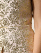Dolce & Gabbana Beige Gold Floral Brocade Sleeveless Dress - Zeiniez