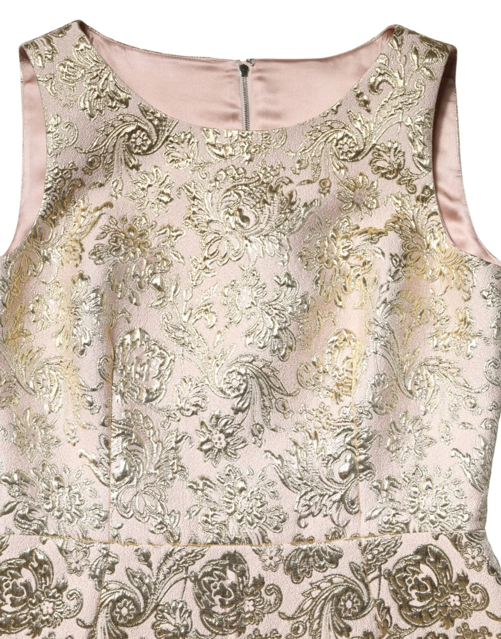 Dolce & Gabbana Beige Gold Floral Brocade Sleeveless Dress - Zeiniez