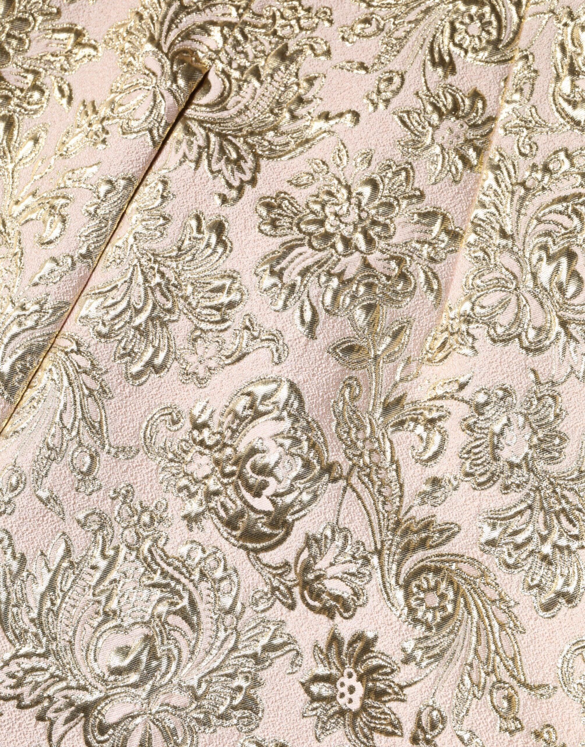 Dolce & Gabbana Beige Gold Floral Brocade Sleeveless Dress - Zeiniez