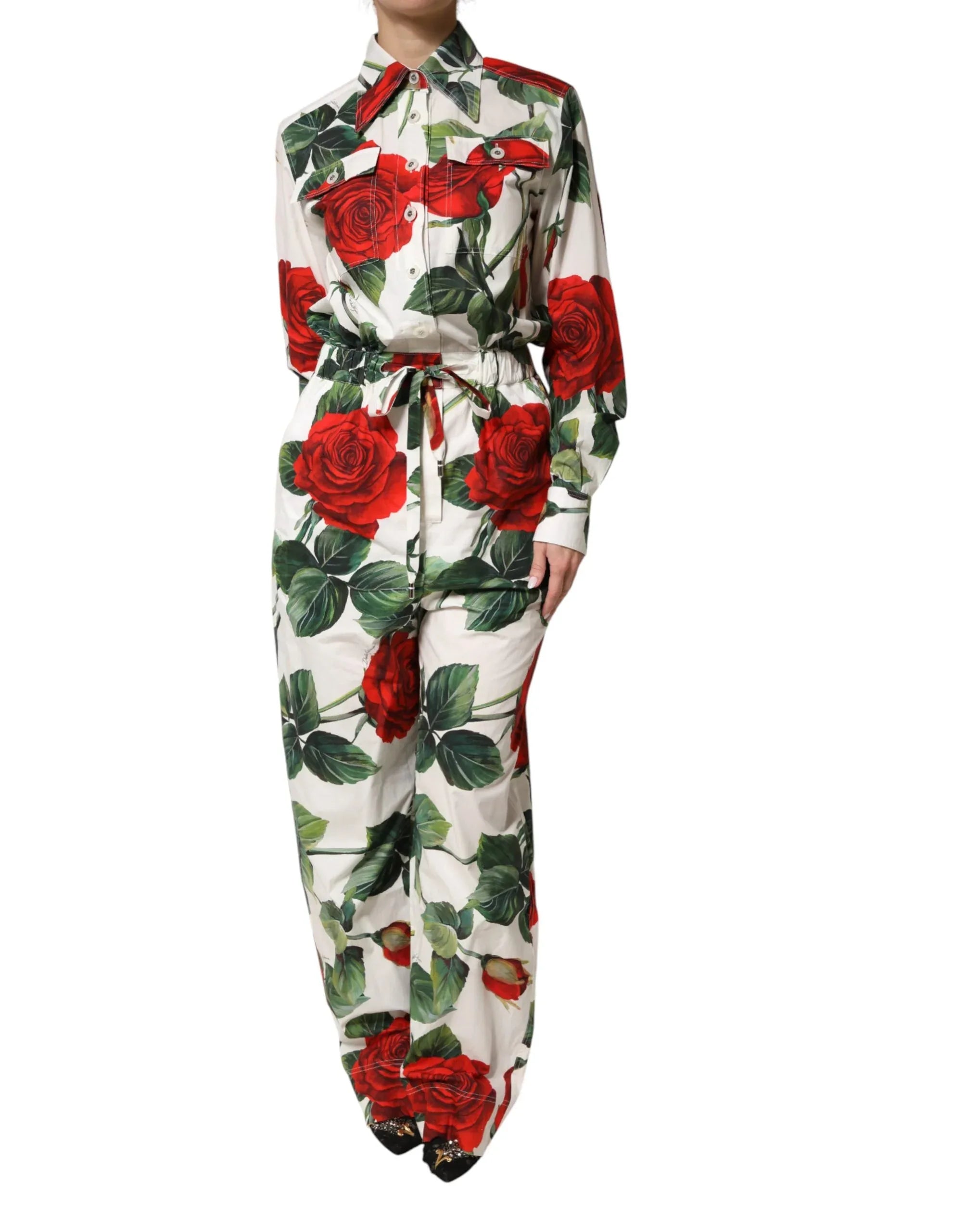 Dolce & Gabbana White Floral Print Cotton Jumpsuit Dress - Zeiniez
