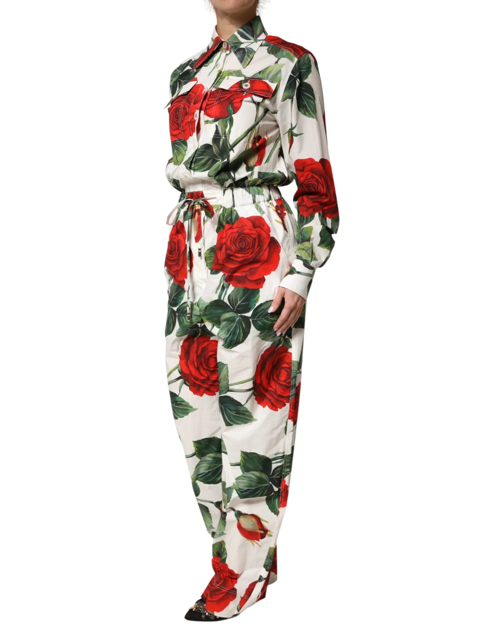 Dolce & Gabbana White Floral Print Cotton Jumpsuit Dress - Zeiniez