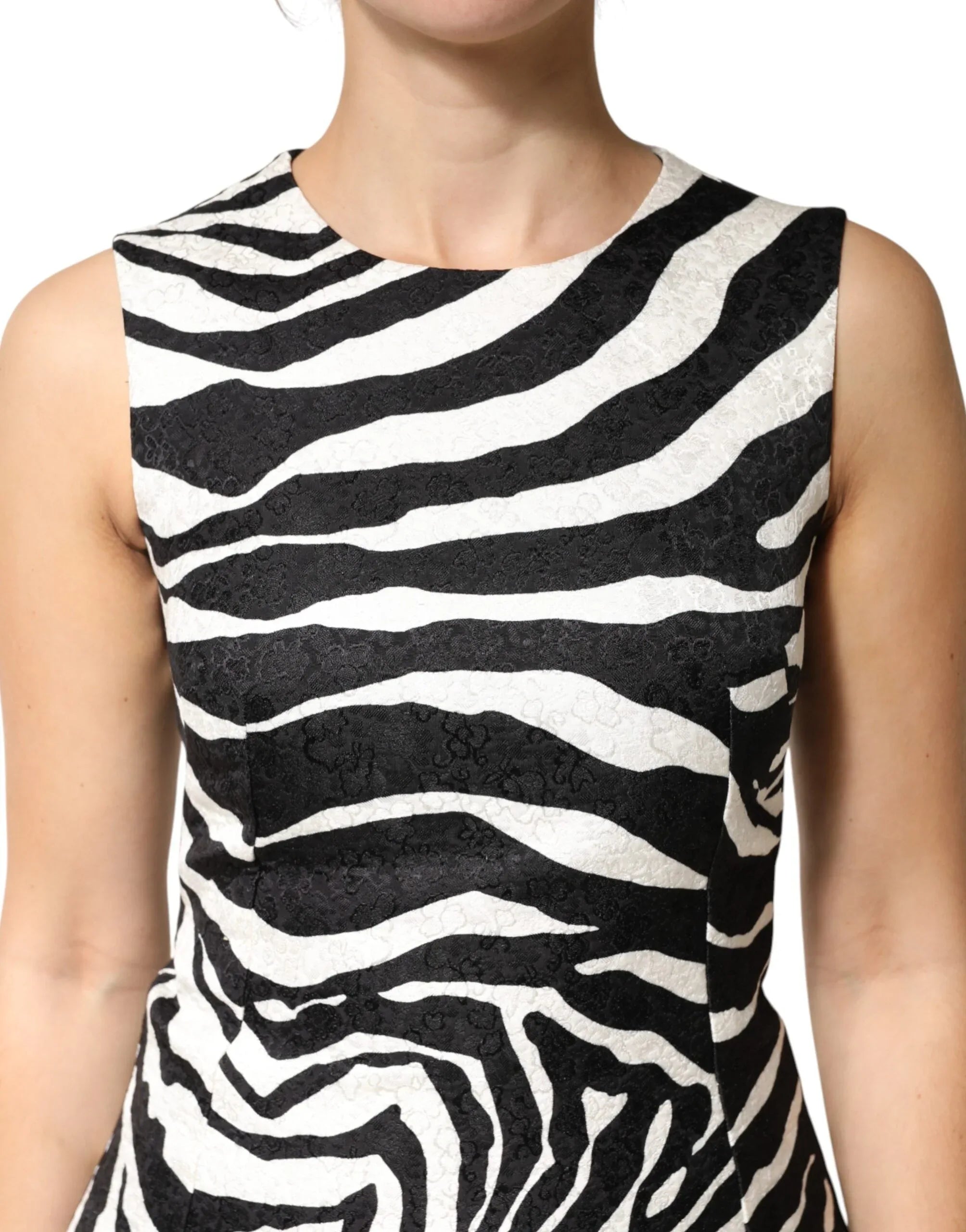 Dolce & Gabbana Black White Zebra Sleeveless A-line Dress - Zeiniez